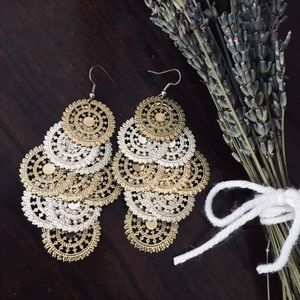 Silver and gold dangle earrings